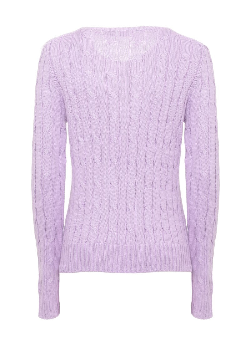 Polo Ralph Lauren Lilac Pony Braided Cotton Sweater