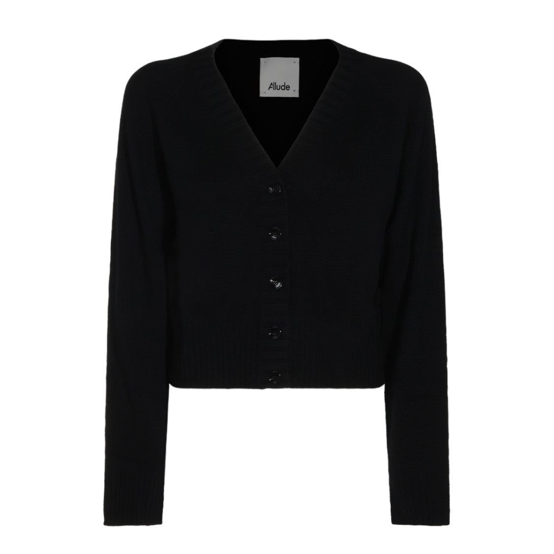 Allude Long-Sleeve Ribbed V-Neck Cardigan