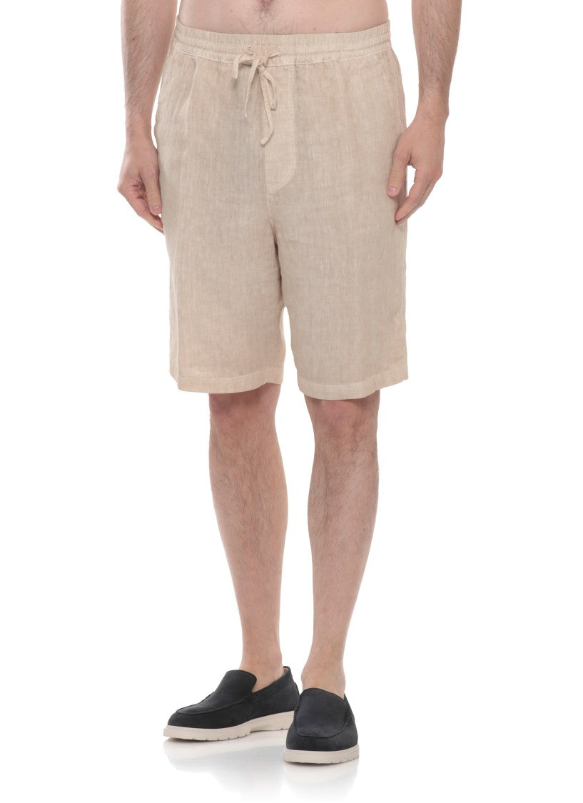 120% Lino Beige Relaxed Linen Bermuda Shorts