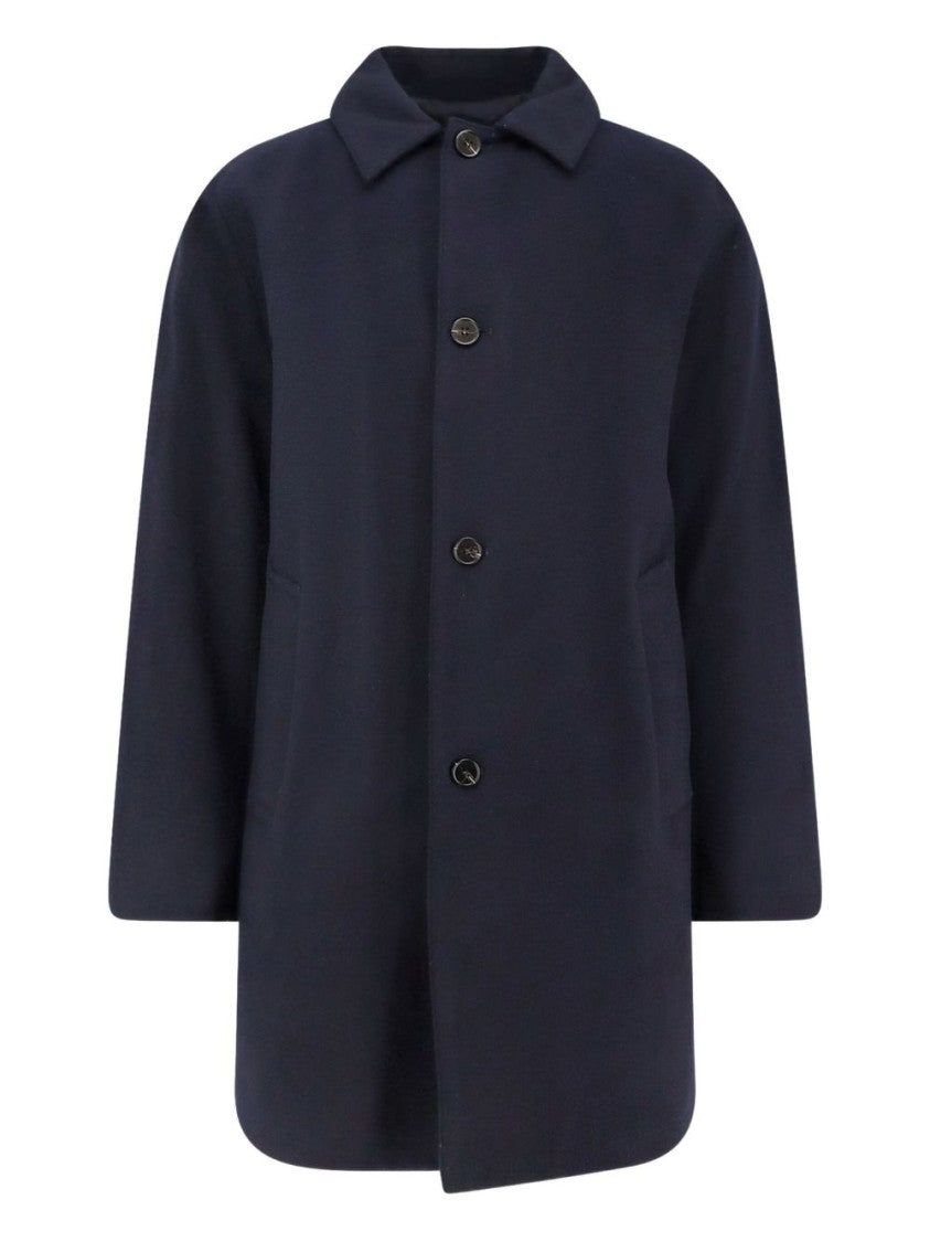 Paltò Straight-Cut Overcoat With Four-Button Front