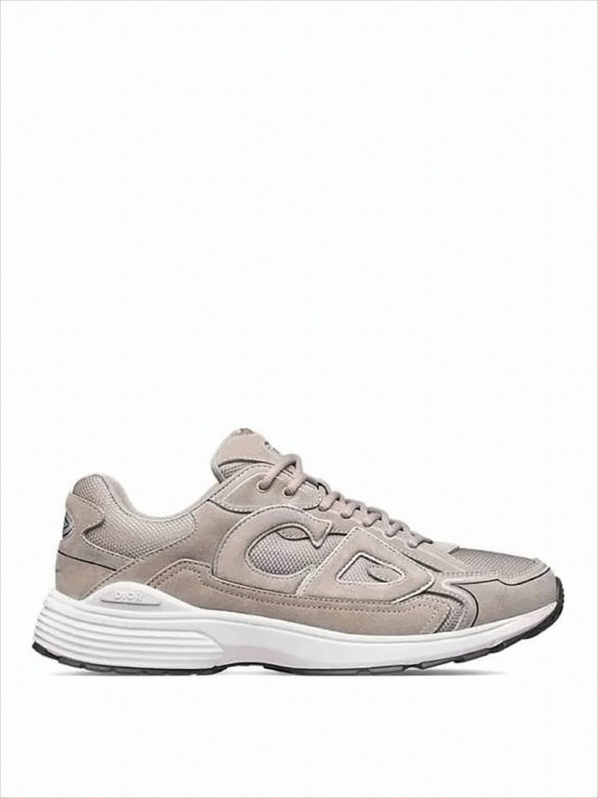 Christian Dior Calf Leather And Fabric Sneakers With Textured Sole
