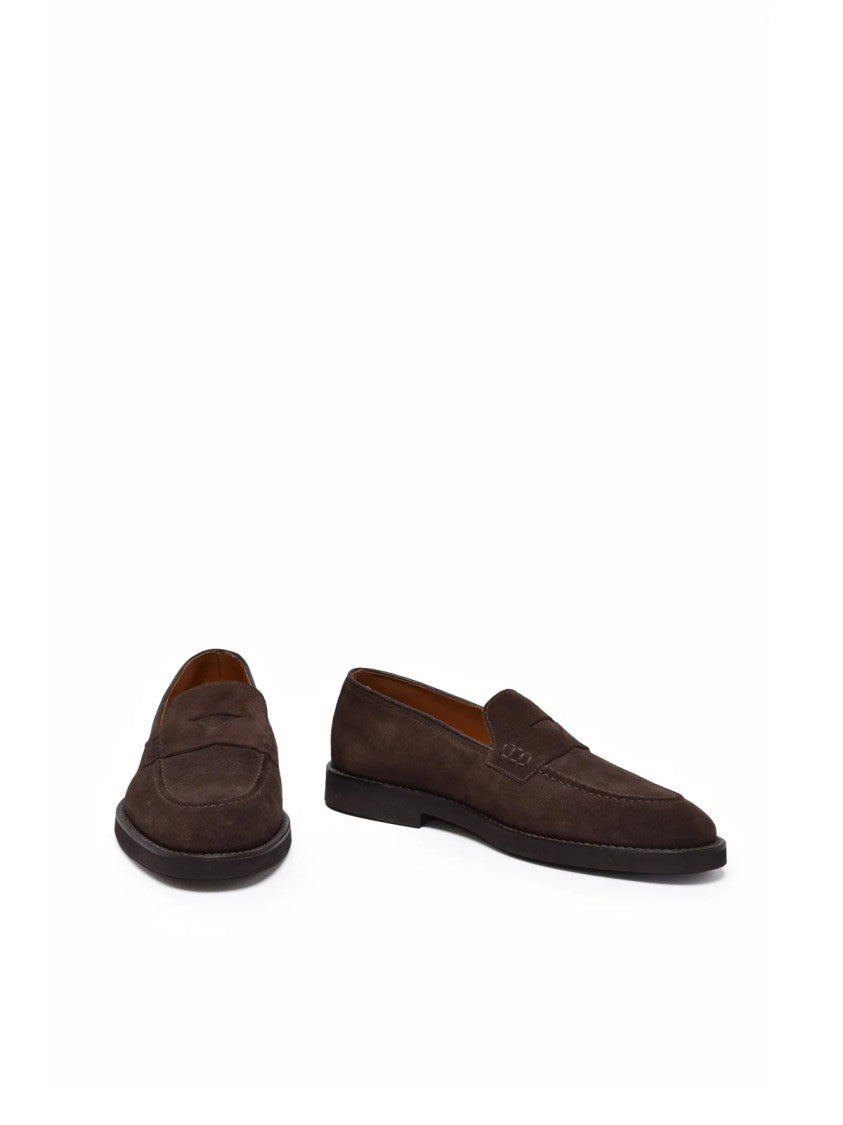 Doucal's Brown Soft Suede Slip-On Loafers