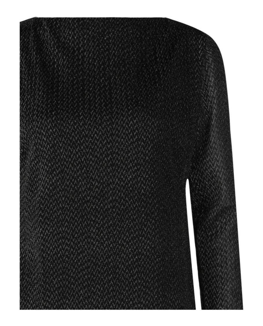 M Missoni Metallic Chevron Pattern Off-The-Shoulder Mini Dress