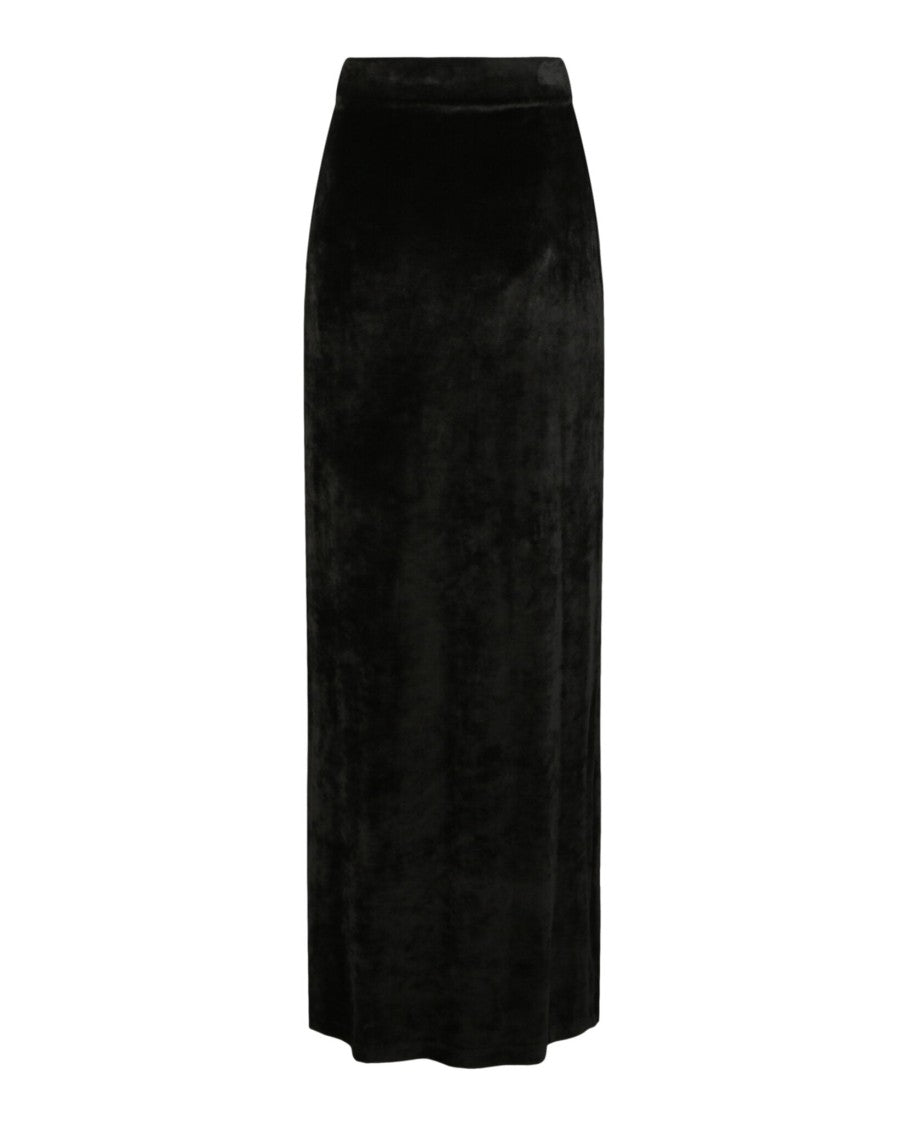 Balenciaga High-Rise Velvet Maxi Skirt With Front Drawstring Closure