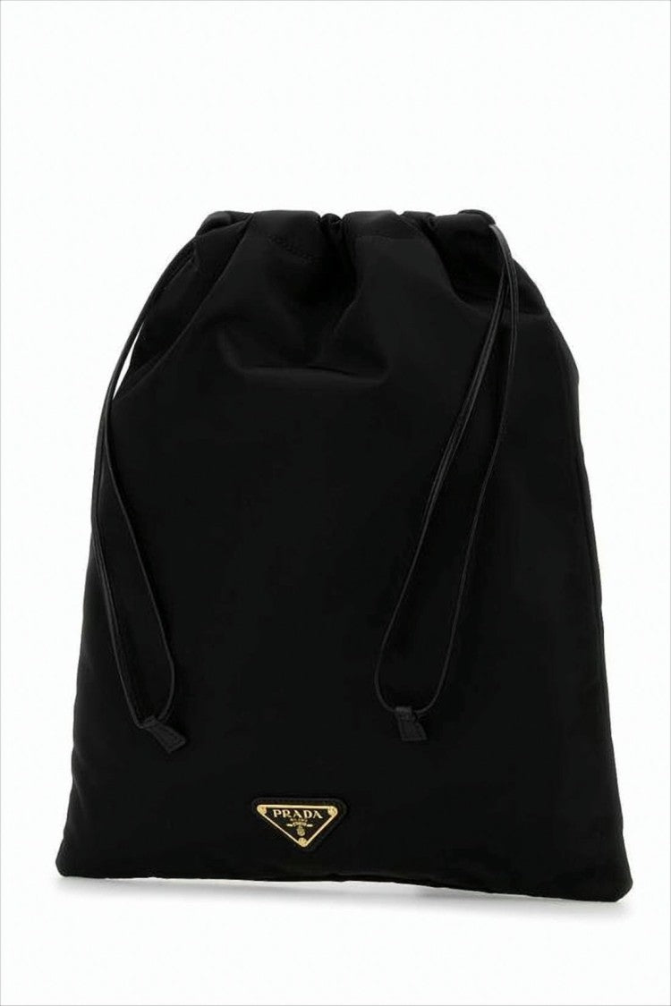 Prada Recycled Nylon Shoulder Bag With Drawstring Closure