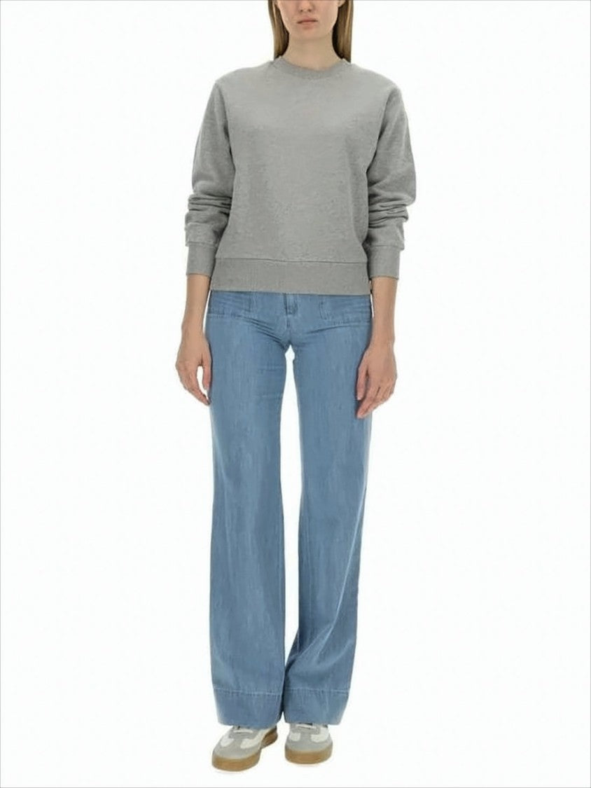 A.P.C. Grey Long-Sleeve Top With Crew Neckline