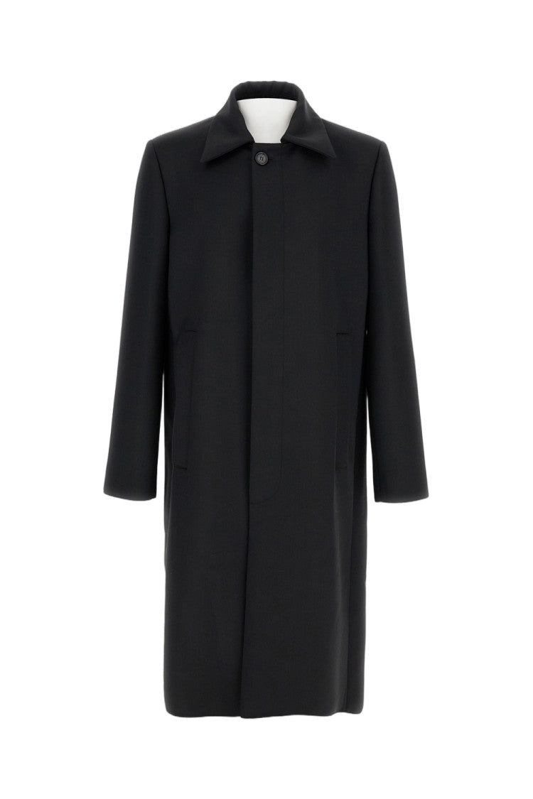 Mm6 By Maison Margiela Tailored Black Wool Blend Coat With Minimalist Design