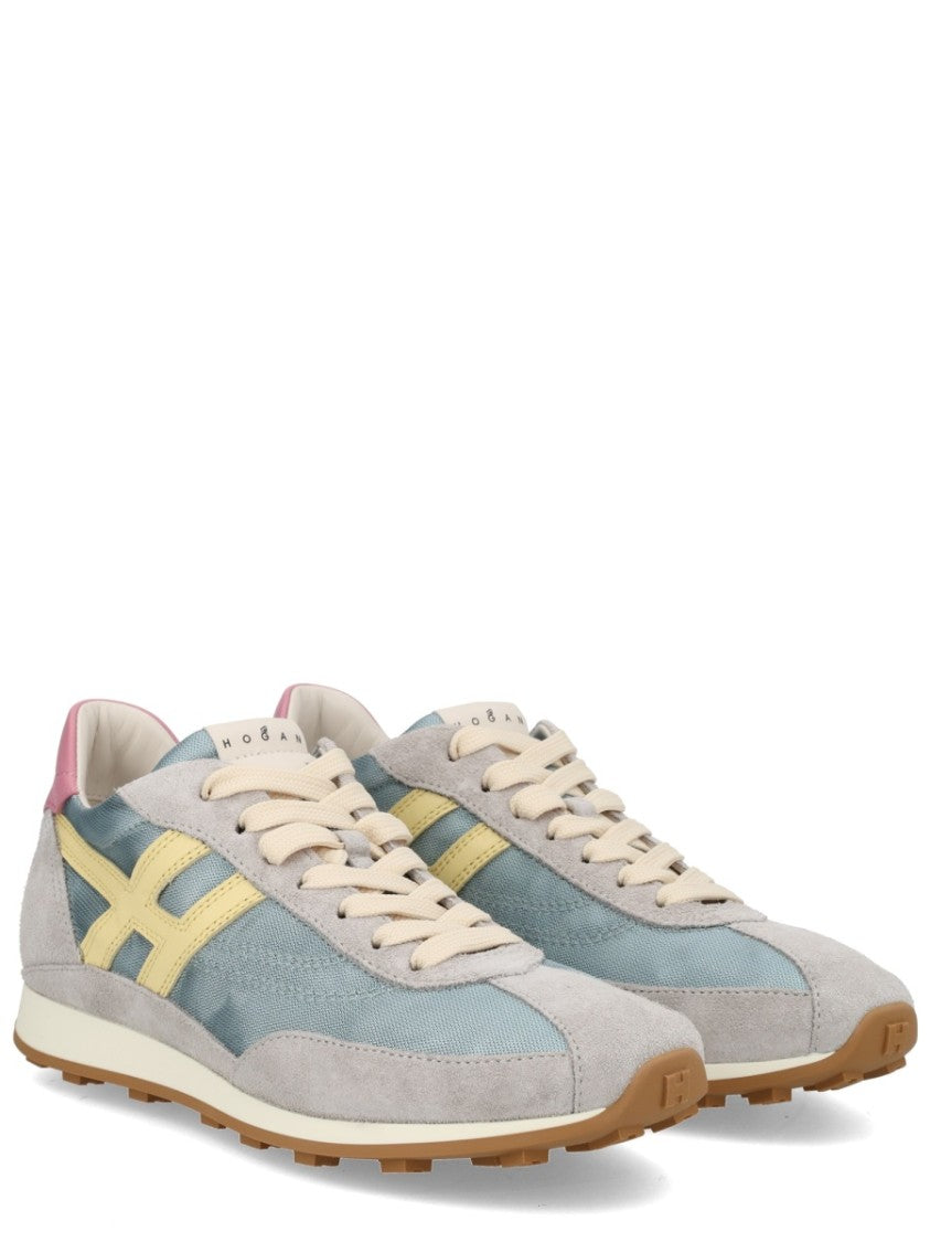 Hogan Blue Athletic Retro Suede Overlay Nylon Sneakers