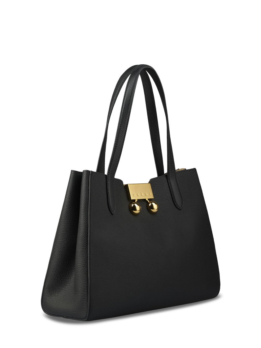 Marni Structured Black Handbag With Textured Finish