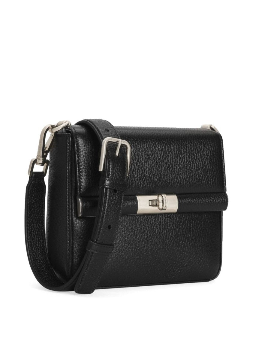 Dolce & Gabbana Structured Black Bag With Twist-Lock Fastening