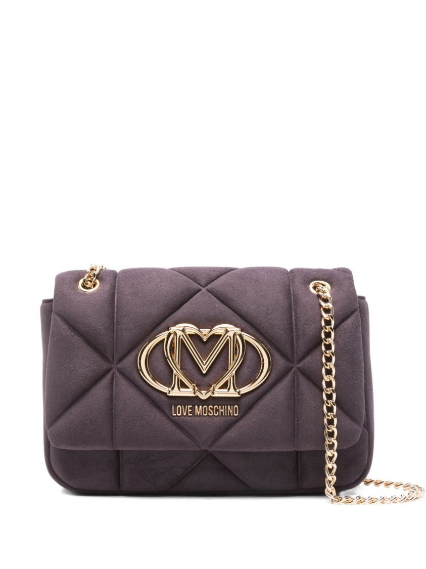 Love Moschino Violet Quilted Shoulder Bag With Gold Accents