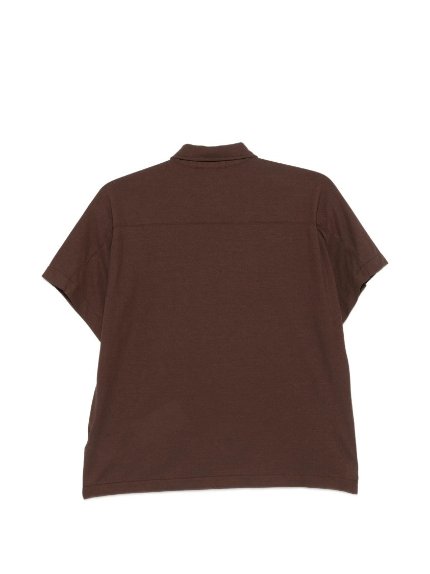 Zanone Brown Cropped Relaxed Fit Polo Shirt