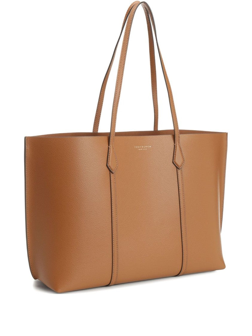 Tory Burch Structured Brown Cow Leather Tote Bag