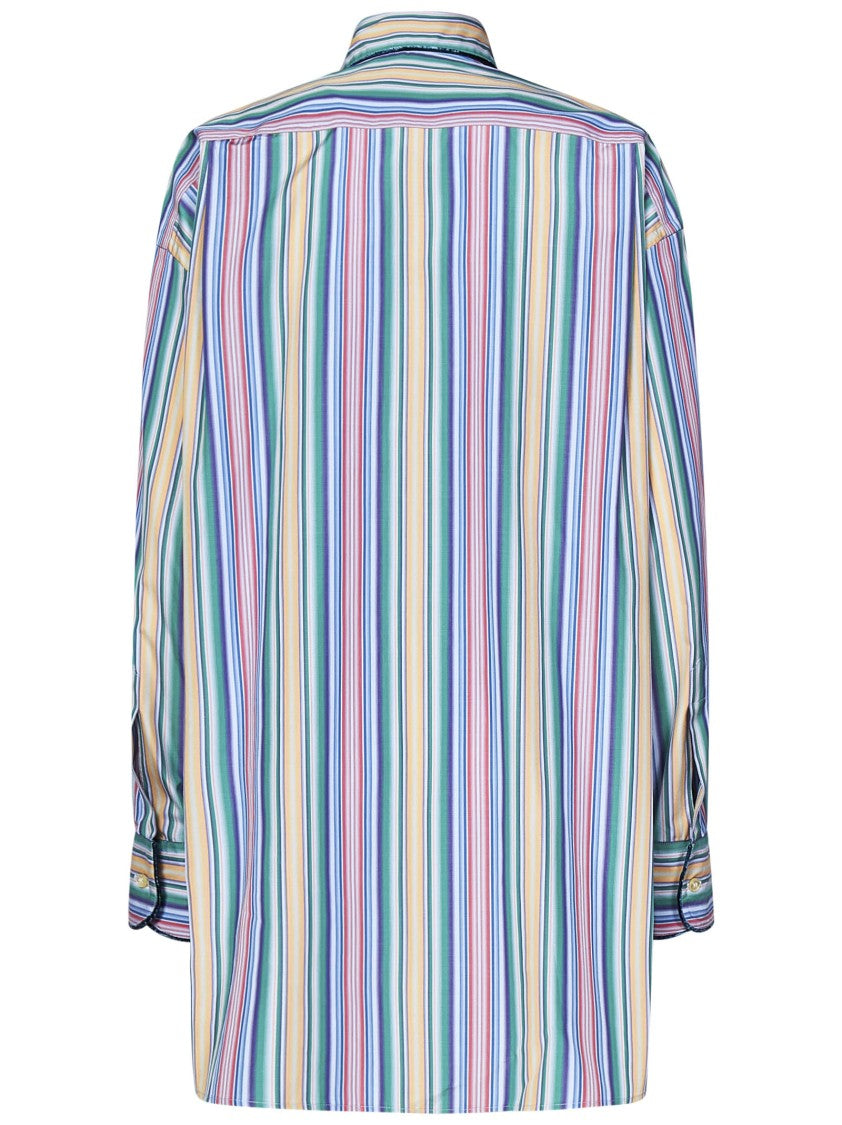 Etro Striped Oversized Cotton Shirt With Logo Detail