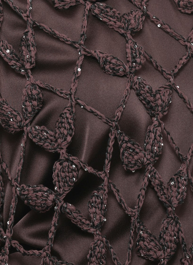 Antonelli Firenze Brown Saponaria Sequined Cut-Out Tank Top