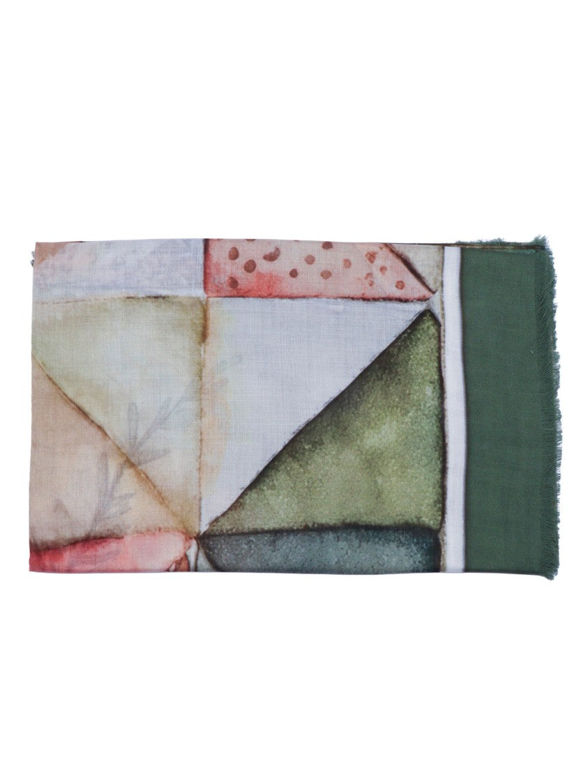 D'aniello Stola Perla Geometric Fringed Scarf
