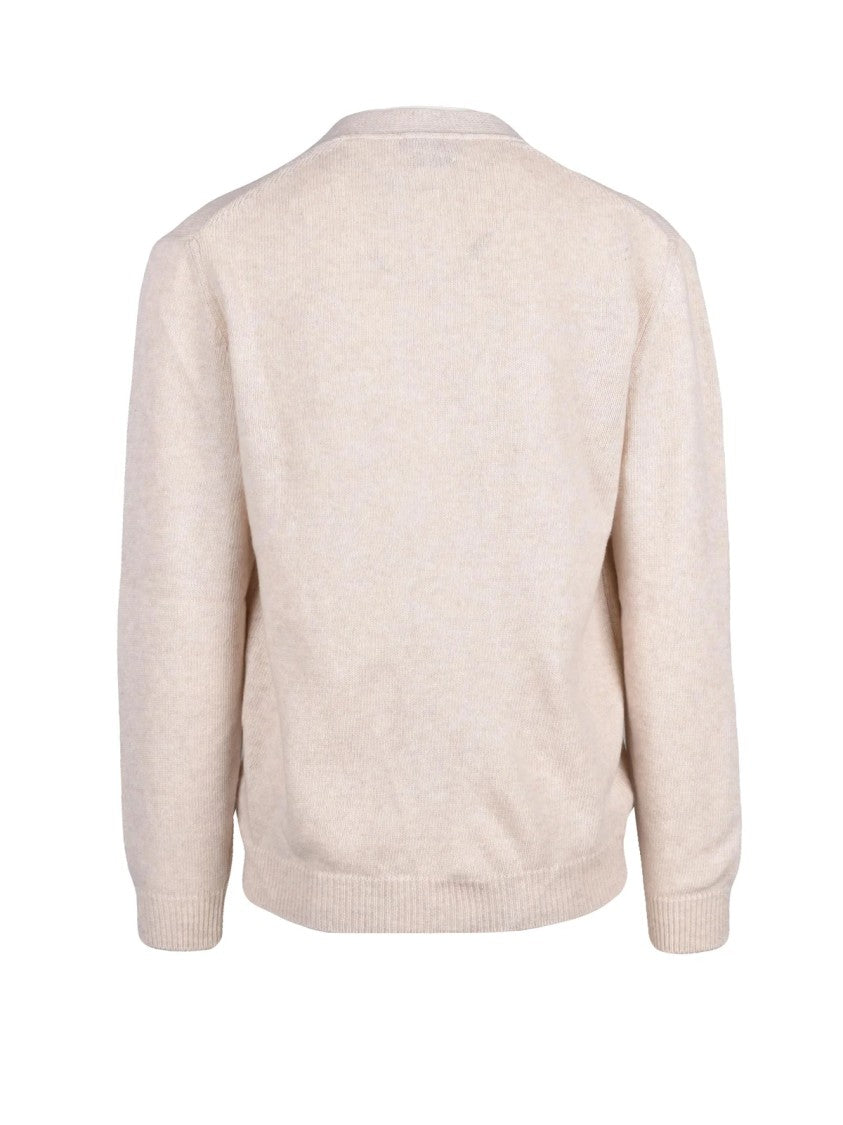 Wool & Co Beige Wool V-Neck Cardigan