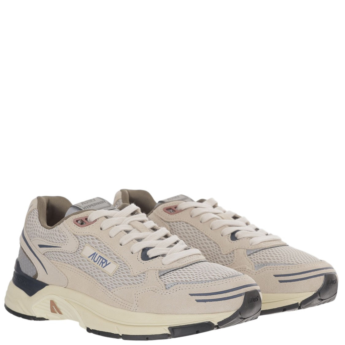Autry Multi-Material Sneakers With Round Mesh Toe And Logo Accents