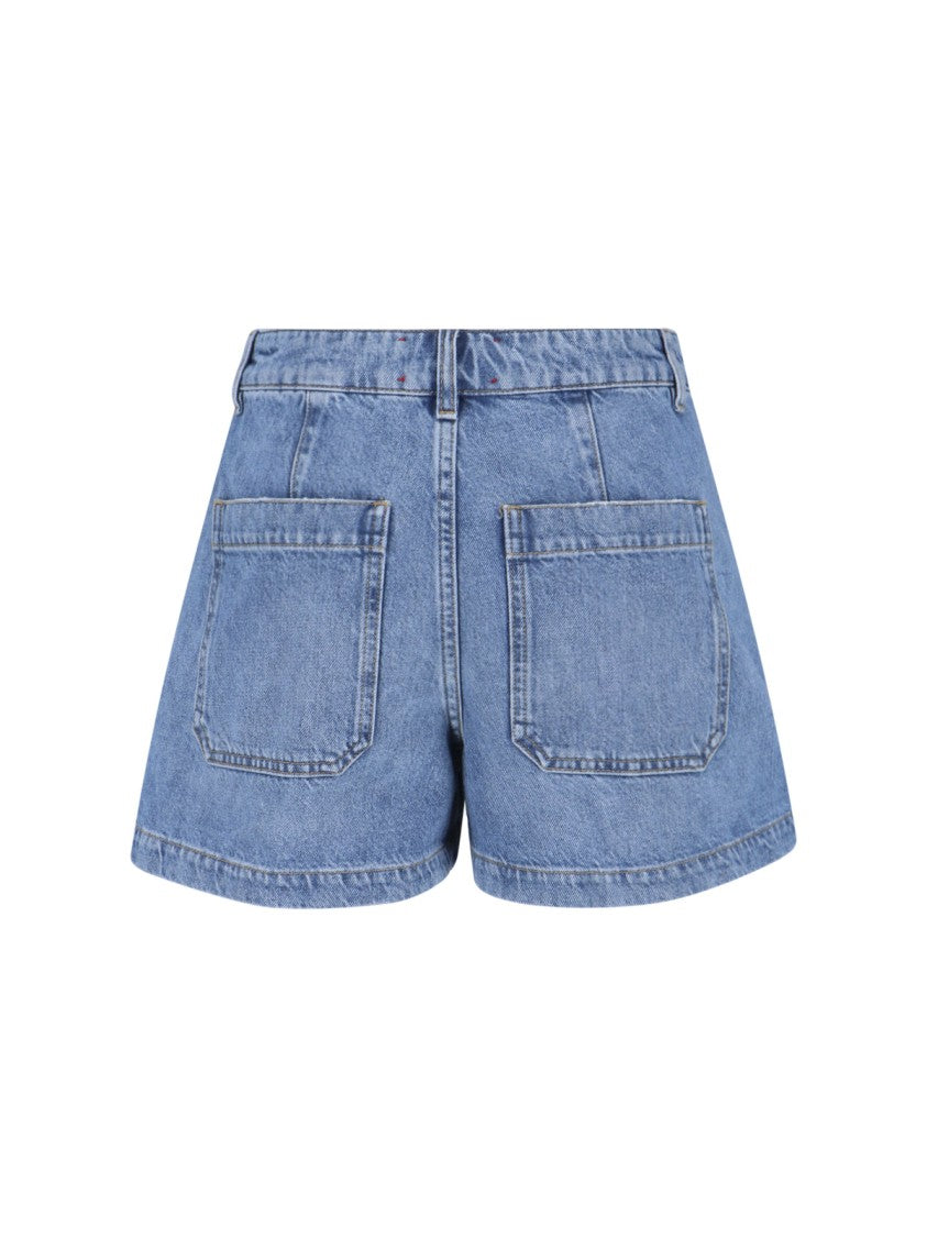 Seafarer Light Blue Denim Janet Shorts With Straight Leg Design