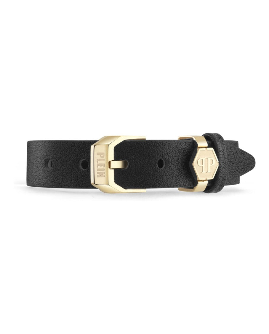 Philipp Plein Black Calfskin Leather Band With Preciosa Crystals