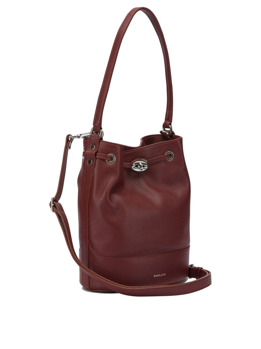 Zanellato Textured Leather Shoulder Bag With Adjustable Strap