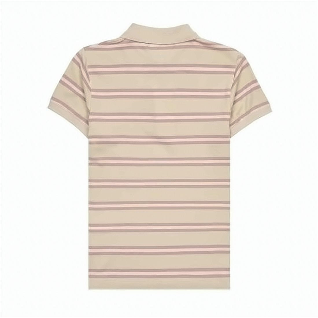 Maison Kitsuné Short-Sleeved Polo Shirt In Soft Beige And Pink Stripes