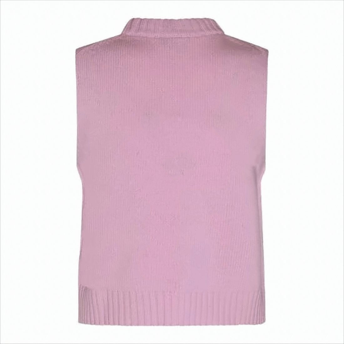 Ganni Sleeveless Textured Knitted Sweater Vest With High Ribbed Neckline