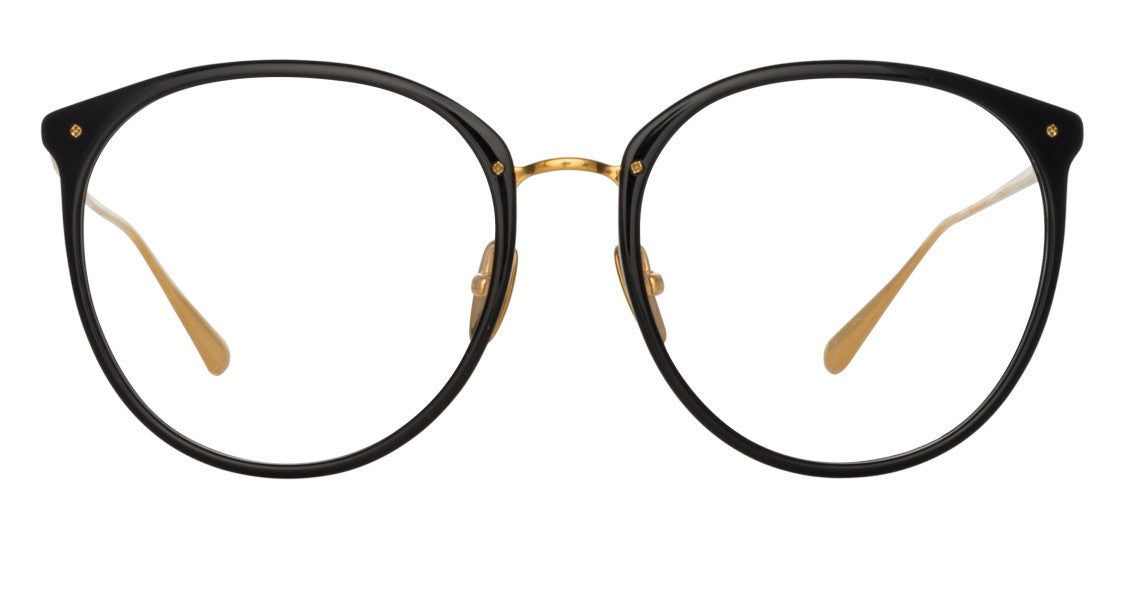 Linda Farrow Lfl Round Frame Eyeglasses With Black Acetate Front