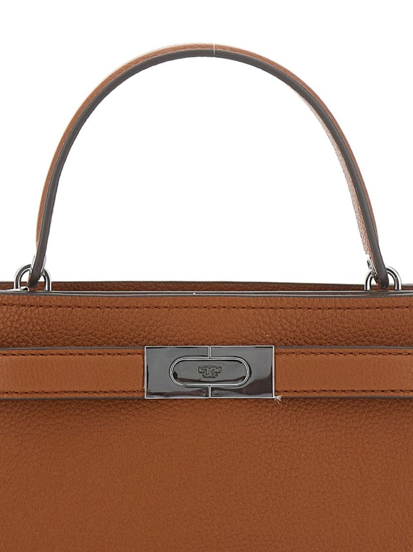 Tory Burch Trapezoidal Handbag With Metallic Clasp