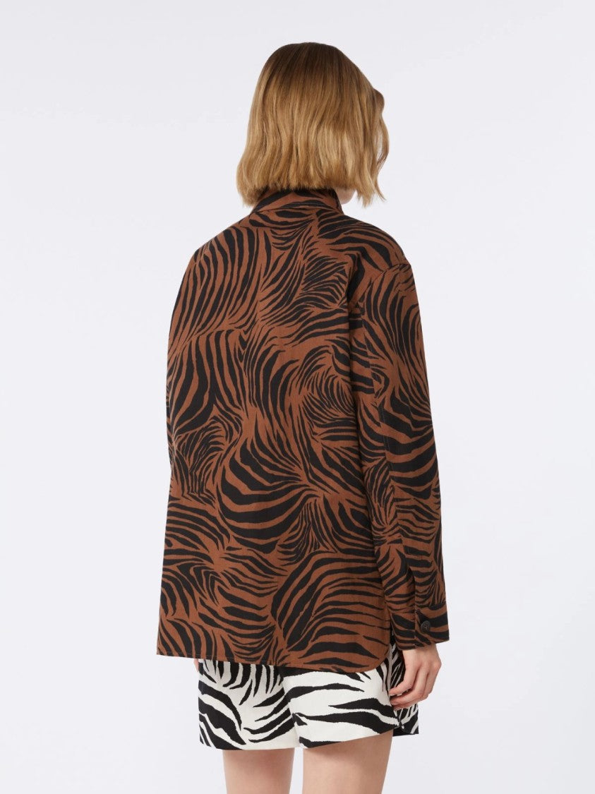 Max Mara Tiger Stripe Patterned Jacket With Classic Collar