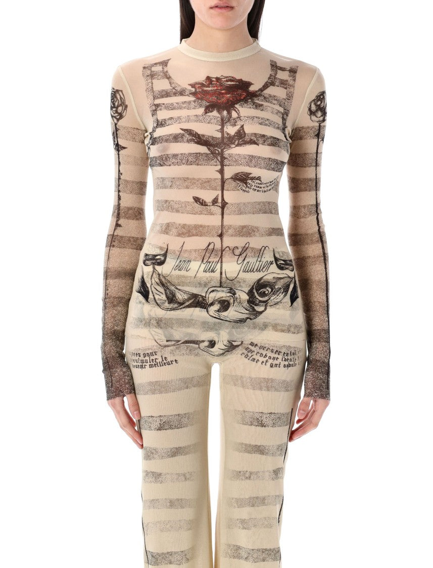 Jean Paul Gaultier Mesh Tatoo Mariner Top