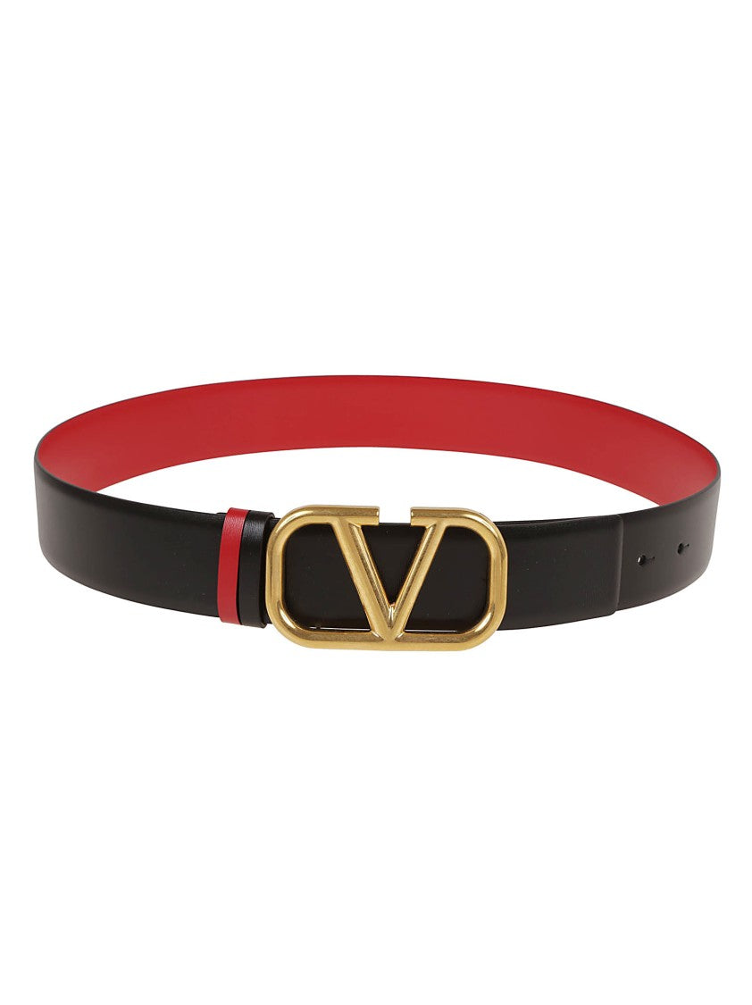 Valentino Garavani Reversible Black Calfskin Belt With Vlogo Signature Buckle