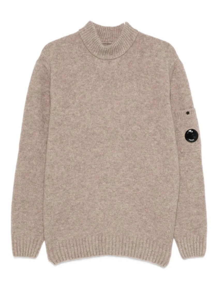 C.P. Company Lens-Detail Beige Knit Sweater