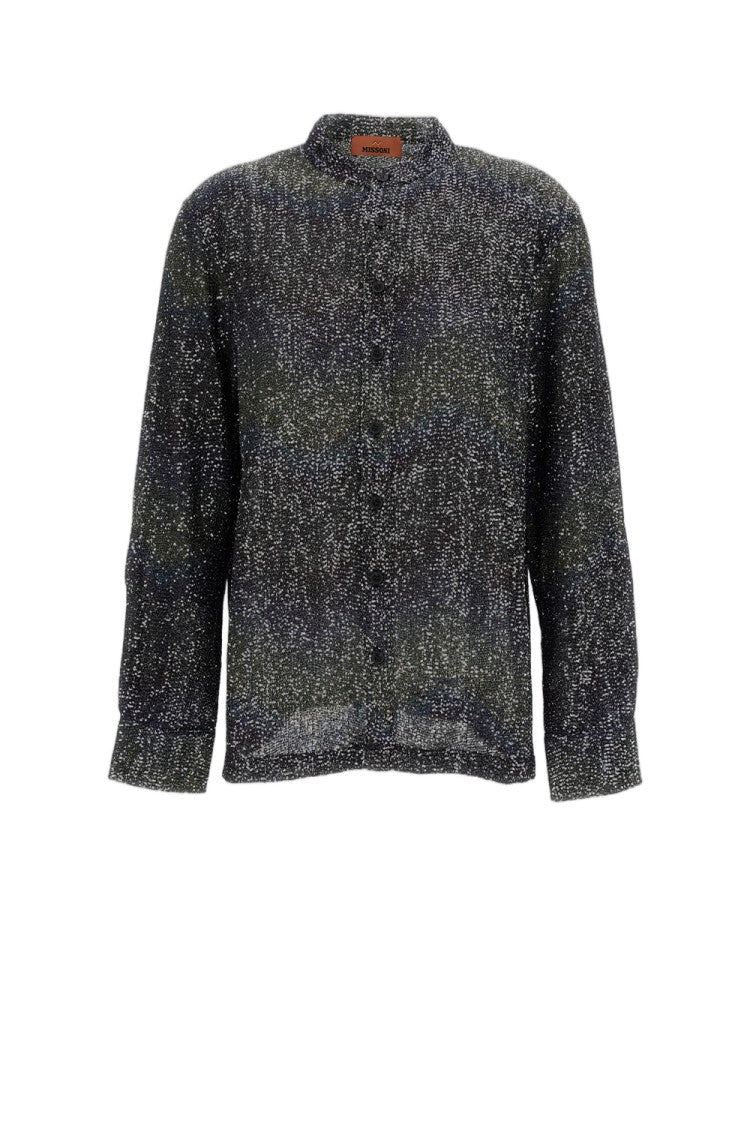 Missoni Multicolor Caperdoni Greek Key Knit Shirt