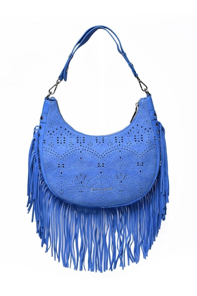 Ermanno Firenze Hobo Terra Canvas Shoulder Bag - Blue