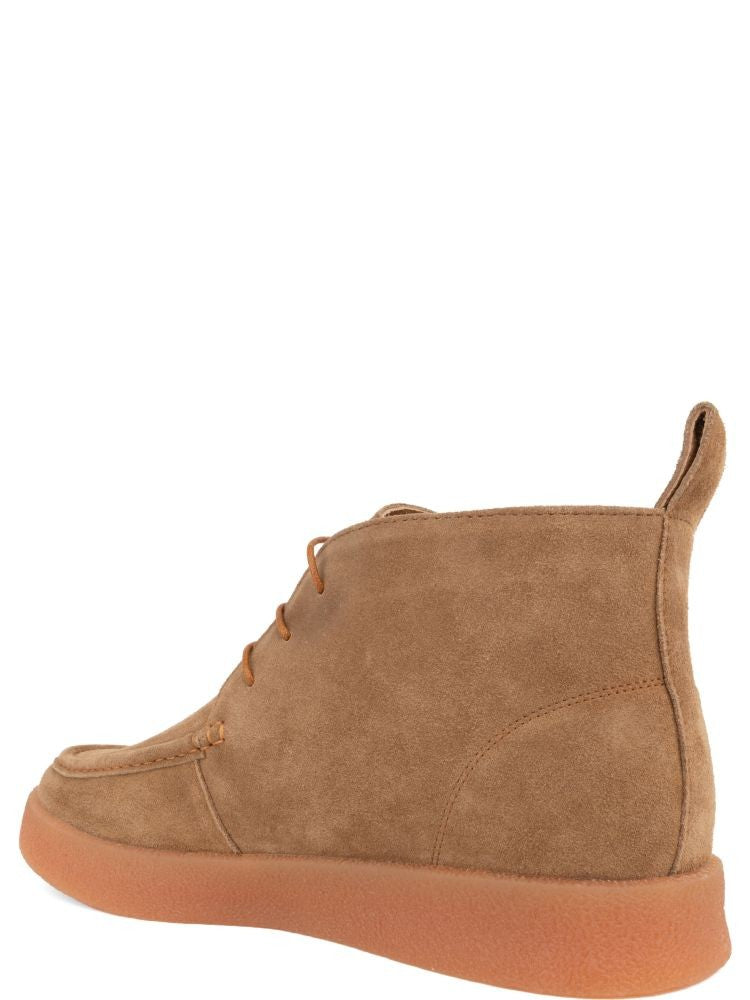Sergio Moretti Beige Suede Leather-Lined Ankle Boots
