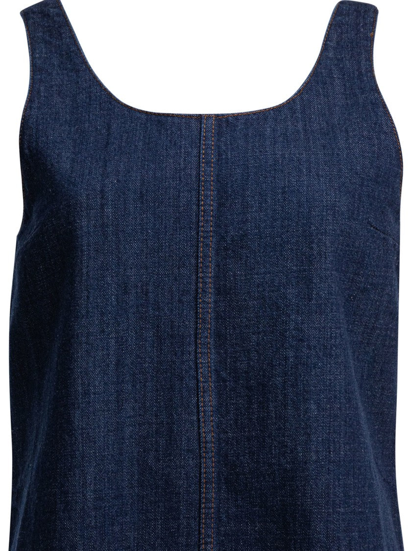 Ami Paris Sleeveless Dark Denim Mini Dress
