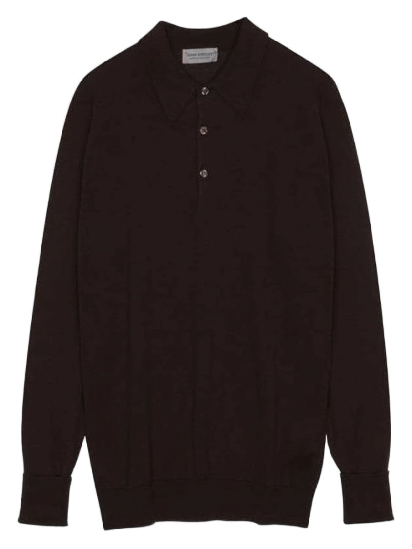 John Smedley Long-Sleeve Polo Shirt With Classic Collar And Fitted Silhouette