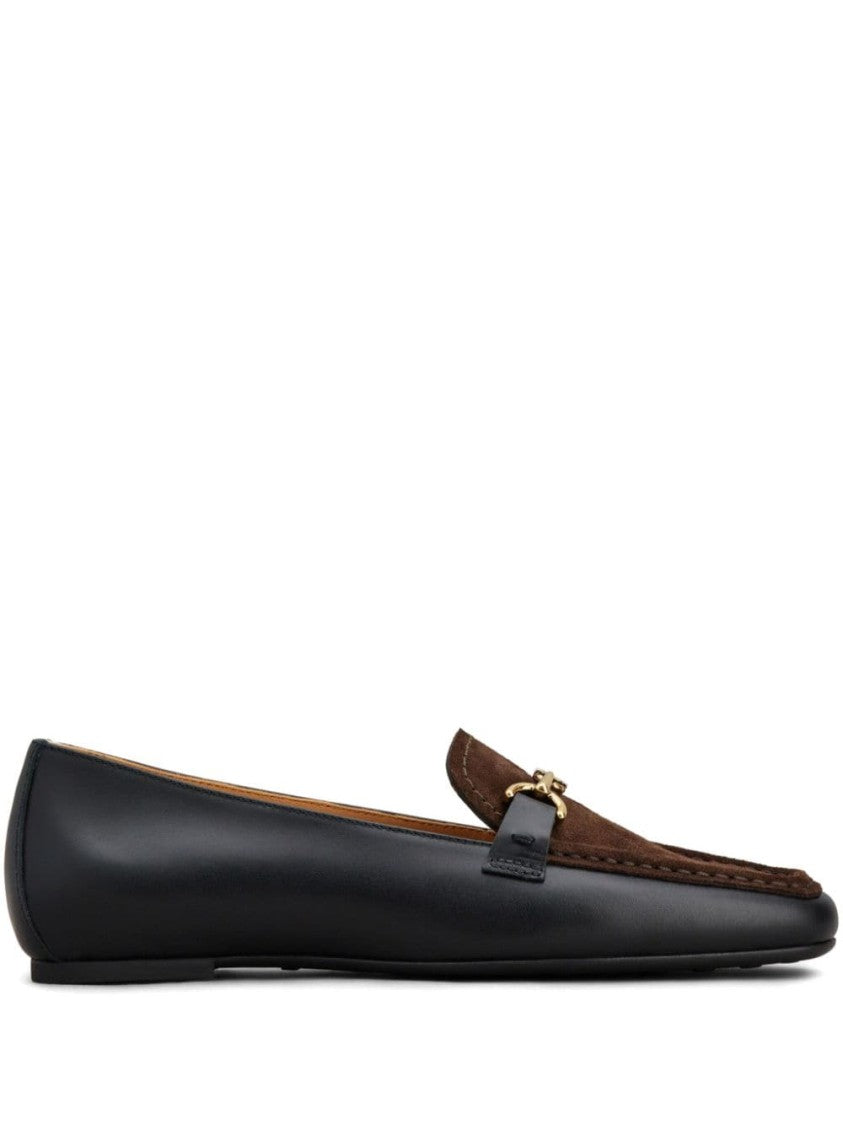 Tod's Black Leather Loafers With Suede Accent