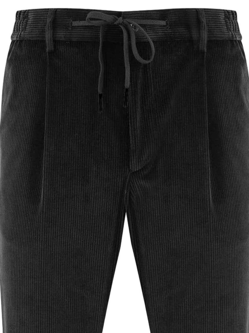 Tagliatore Stretch Cotton Velvet Pants With Ribbed Texture