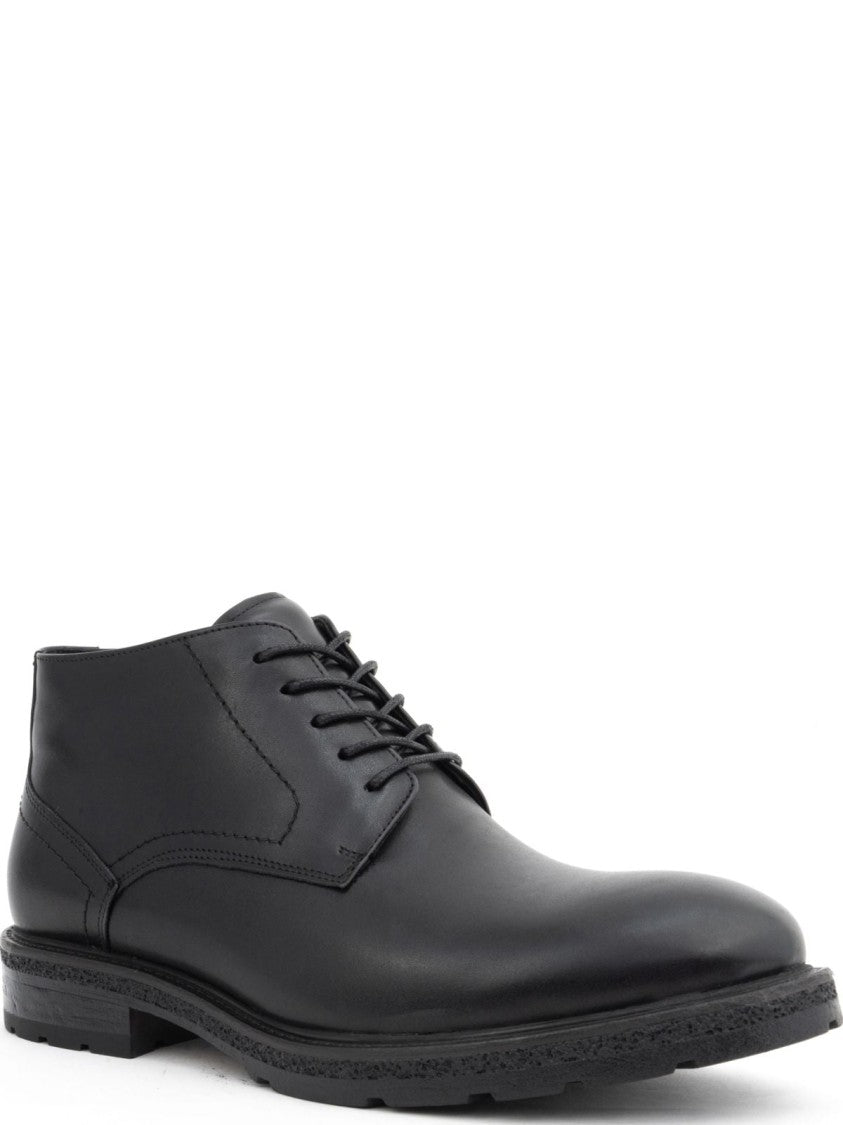 La Conte Lace-Up Leather Ankle Boots With Fur Lining