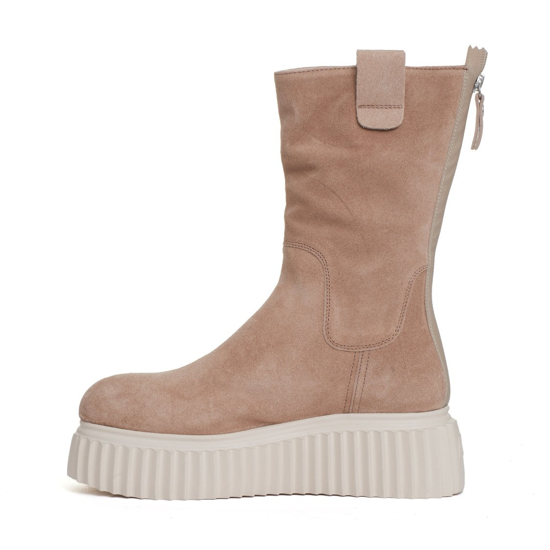 Agl Beige Suede Ankle Boot White Bottom