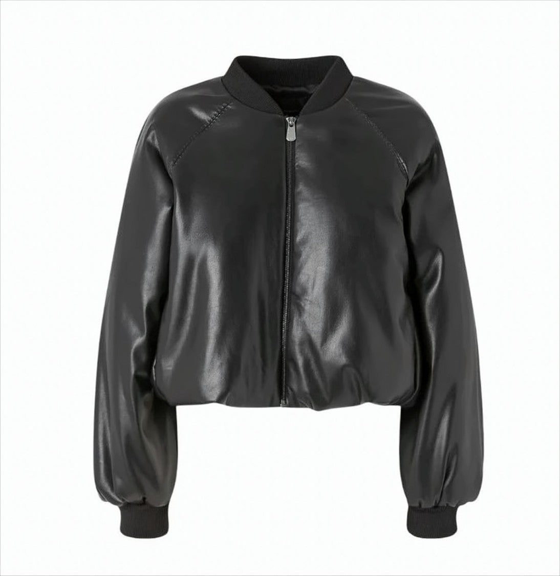 Pinko Cropped Black Bomber Jacket With Classic Collar