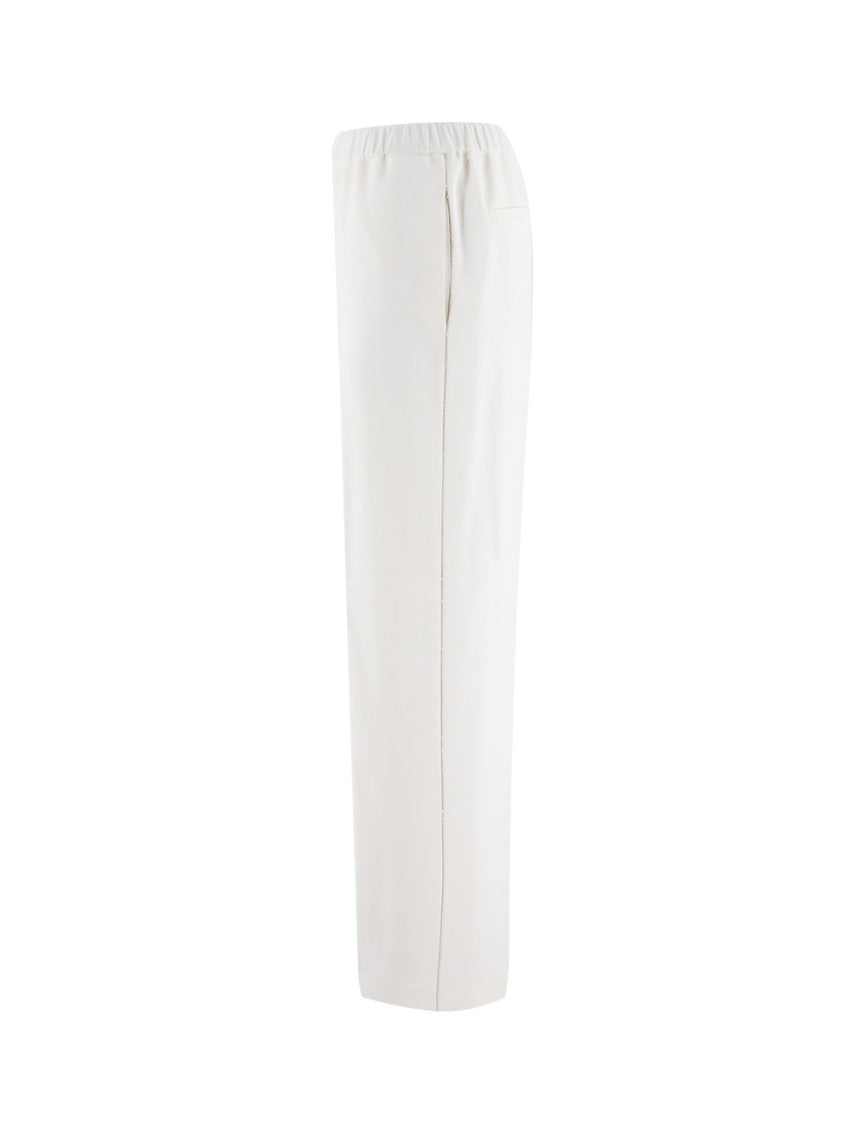 Fabiana Filippi White Trousers With Bright Embroidery