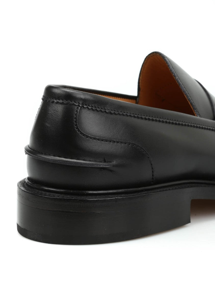 Tricker's Polished Calfskin Penny Loafers With Stitching