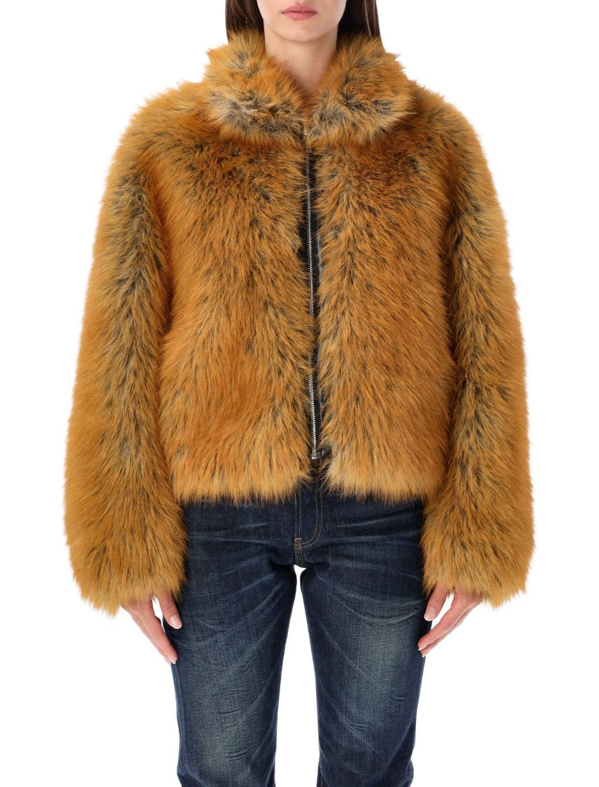 Sword Jacket Eco Faux High-Collar Cropped Faux Fur Jacket