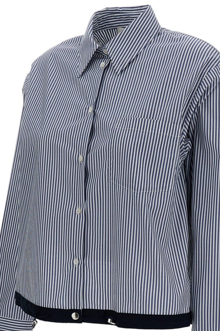 True Royal Cropped Shirt With Vertical Blue