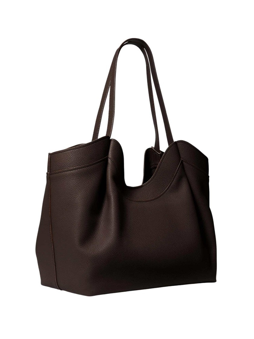 Michael Kors Brown Lg Ew Textured Leather Horizontal Tote Bag