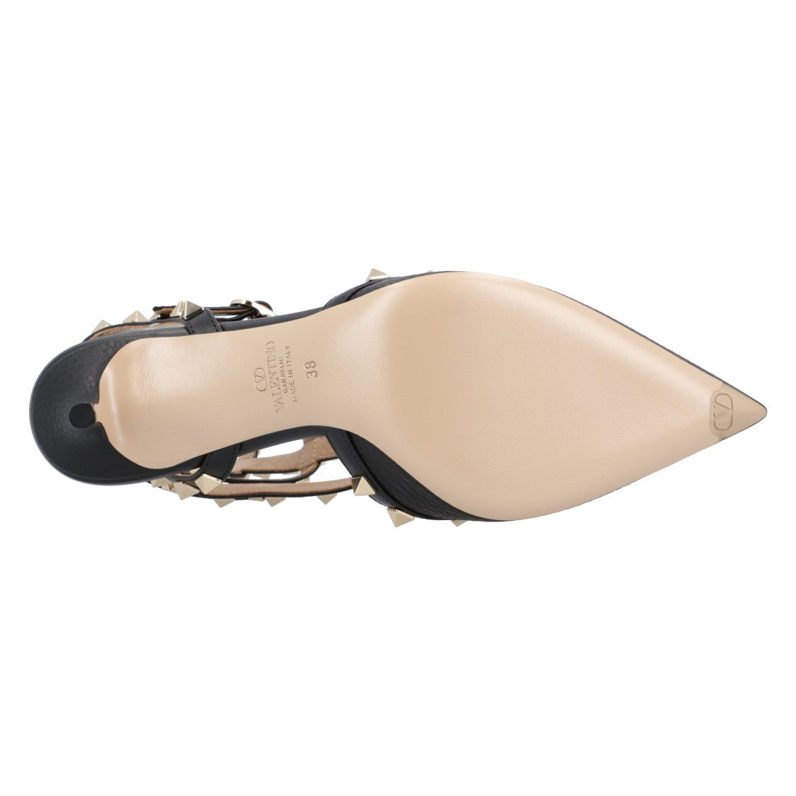 Valentino Rockstud Décolleté Heels With Woven Leather Design