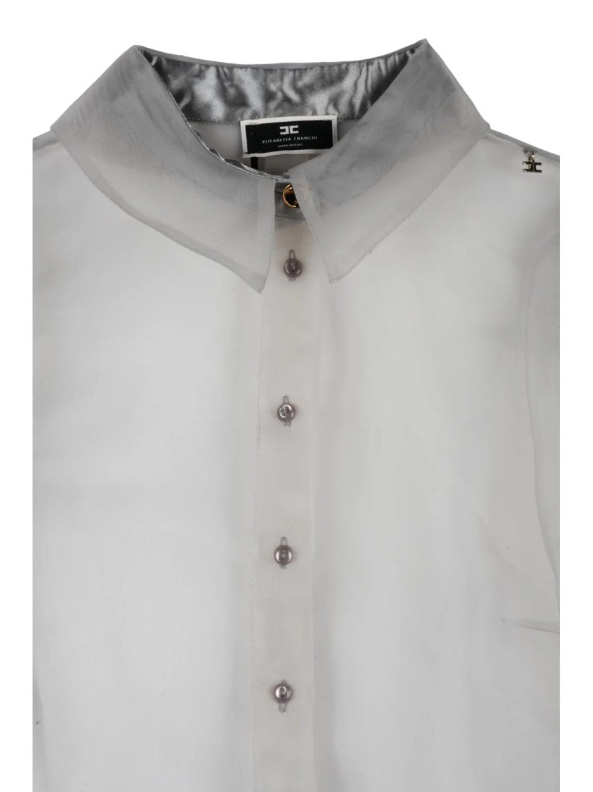 Elisabetta Franchi Pearl Grey Polyester Voile Women Shirt